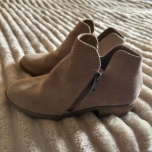Perforated Tan Ankle Boots